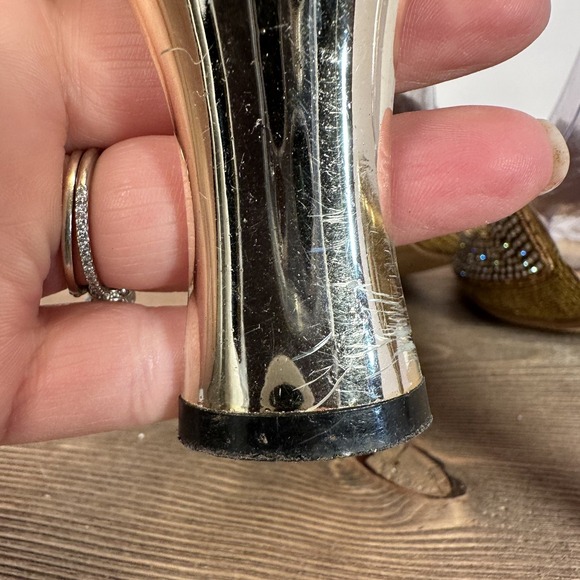 VTG Rhinestone Gold Stiletto Mule Heels Womens 12 Glam Pageant Prom Evening Gala - Picture 8 of 11